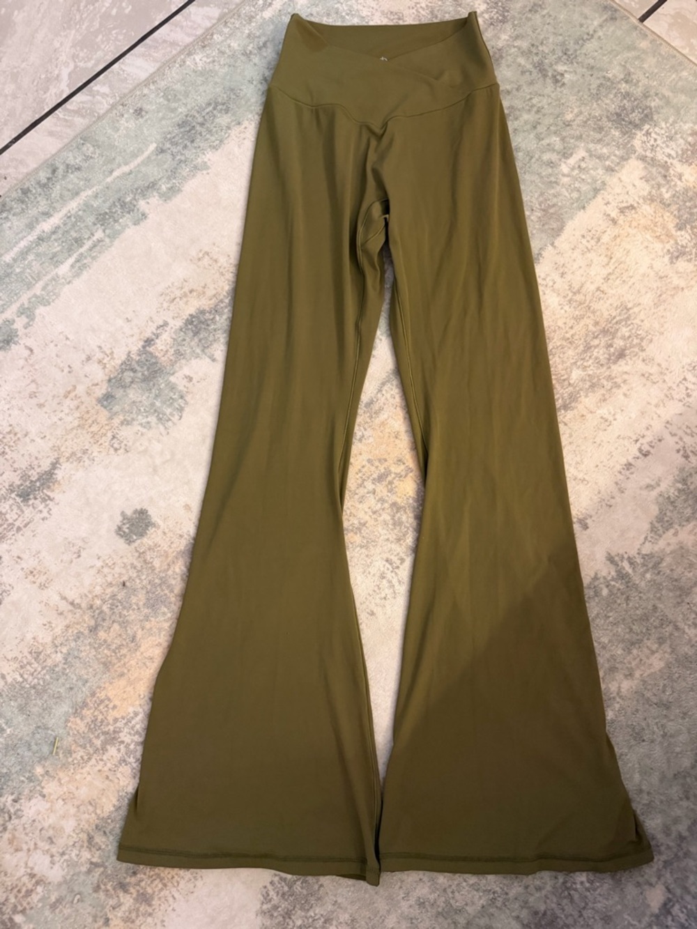 Women's Olive Green Flared Leggings